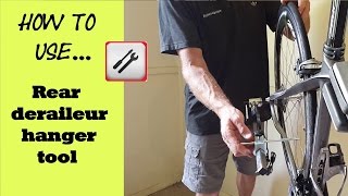 How to use a rear deraileur hanger tool [upl. by Ilahtan]