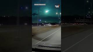 Bright green meteor streaks across Alberta sky ☄️ [upl. by Elcin167]