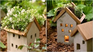 Fabriquer Pot de Fleur en Ciment  Jardinières en Béton en forme de maison [upl. by Hettie]