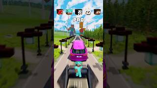 NOOB vs PRO vs HACKER vs HEROBRINE Car Jump Challenge 13 😂 🚗 shorts beamngdrive [upl. by Naliorf]