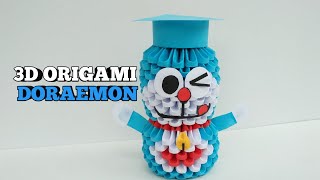 3D ORIGAMI DORAEMON  HOW TO FOLD 3D ORIGAMI  EASY PAPER CRAFT [upl. by Aicinoid]