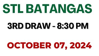 STL Batangas result today live 830 PM  October 07 2024 830 PM draw [upl. by Mattox]