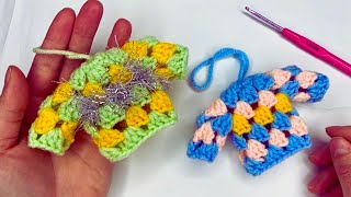 Crochet Mini Granny Stitch Sweater  Christmas ornaments [upl. by Brahear]