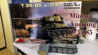 Miniart Full interior T3485 with D5T cannon Soviet armour discussion [upl. by Aznarepse155]