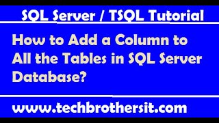 How to Add a Column to All the Tables in SQL Server Database  SQL Server Tutorial  TSQL Tutorial [upl. by Jakie]