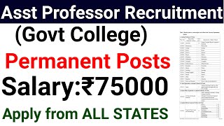 GOVT COLLEGES ASST PROFESSOR PERMANENT RECRUITMENT 2024 I ALL STATES ALLOWED [upl. by Serafine]