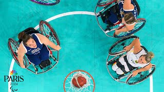 Team USA swarms Germany for dominant start to wheelchair basketball tournament in Paris  NBC Sports [upl. by Selway]