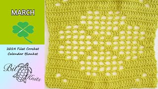 2024 Filet Crochet CAL Blanket  MARCH [upl. by Einafats]