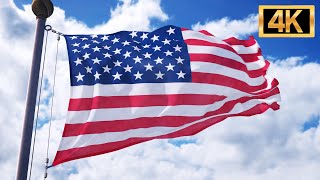 4K 30 Min American Flag Waving  Video amp Audio USA Flag with National Anthem [upl. by Warga]