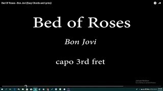 Bed Of Roses  Bon Jovi Easy Chords and Lyrics 3rd fret [upl. by Ttelrats297]