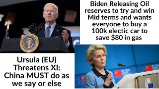 Biden to release oil reserves eye on midterms Increase defence budgetEU threatens China in Summit [upl. by Eiznil]