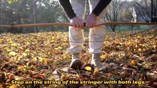 How to use a stringer to string up a longbow style bow [upl. by Tadich]