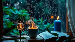 cozy light rain with distant thunder ☕️📖⛈️❤️😌 [upl. by Jemena]