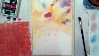 Creative mixed media selfportrait lesson recording painting for children [upl. by Bunny942]