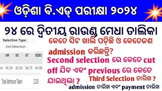 Bed Second Selection Cut Off 2024  Odisha Bed Second Selection Cut off  ୨୪ ରେ ମେଧା ତାଲିକା [upl. by Anerul]