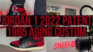 2022 Jordan 1 Patent Bred AGED 1985 CUSTOM [upl. by Yrrab910]