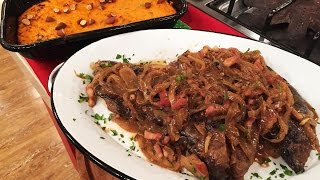 Hígado encebollado al cognac con puré de calabaza [upl. by Dnomsed]