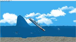 Floating Sandbox sinking HMHS Britannic in low deeper water and in Tsunami [upl. by Lletnuahs]