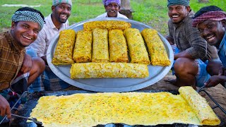 BIGGEST EGG ROLL  Rolled Egg Omelette with 1000 Eggs  Korean Street Food Recipe Cooking In Village [upl. by Feinleib136]