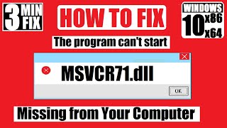 How to Fix MSVCR71dll Missing ❌ was Not Found Error 💻 Windows 10\11\7 💻 3264Bit 🛠 3 Fixes [upl. by Royall670]