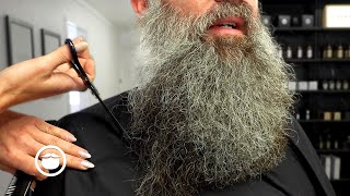 Young Man’s Incredible Grey Beard Gets Trimmed to Perfection [upl. by Meihar]