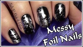 Messy Foil Nails  Quick amp Easy Foil Nail Art Design For Short Nails tutorial for beginners [upl. by Eniamirt]