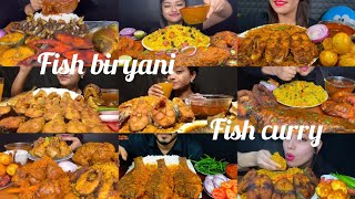 Fish biryani VS Spicy Fish curry challenge huge meals😋popular challenge asmr famousfood foodie [upl. by Atinaej]