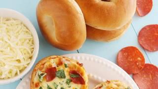 Easy Mini Bagel Pizzas Recipe [upl. by Auhesoj]