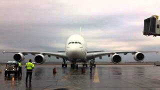 How to marshall an Emirates A380 into the gate  YYZ [upl. by Columbus]