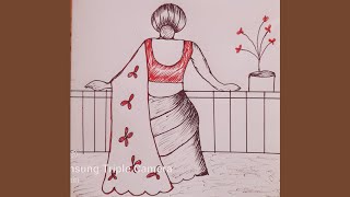 How to draw a beautiful girl back side  girl drawing easy step by step [upl. by Enyrat718]