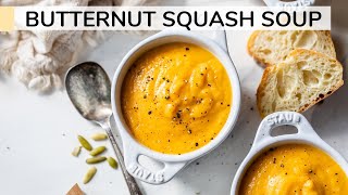 BUTTERNUT SQUASH SOUP  roasted butternut squash soup recipe [upl. by Adnirod]