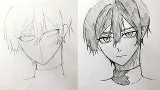 drawing tutorial  how to draw anime boy face step by step [upl. by Samal]