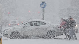 Snowy scenes across UK as beast from east hits [upl. by Dnaltruoc145]