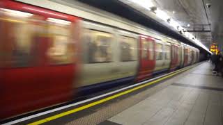 Eastbound train District and Circle Line Embankment Tube Station Villiers Steet London [upl. by Rech]