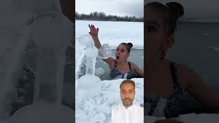 Warm 🥵🥵 ice cold snow frozen winter mermaid satisfying icefun icequeen [upl. by Fortna]