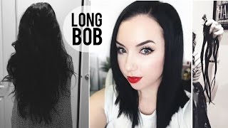 How I Dye my Hair Blue Black amp NEW CUT Long Bob Haircut [upl. by Ylecara]