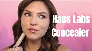 Haus Labs Triclone Skin Tech Hydrating  DePuffing Concealer Review [upl. by Htilil113]