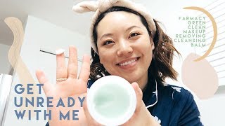 GET UNREADY WITH ME  FARMACY GREEN CLEAN MAKEUP MELTING BALM  Jennifer Chung [upl. by Nomad]