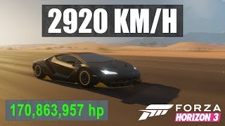 Forza Horizon 3  2900KMH with 170000000HP Centenario Over 2x Speed of Sound Dev Build Modding [upl. by Anerrol]