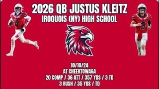 2026 QB Justus Kleitz  at Cheektowaga 101024 [upl. by Mide324]