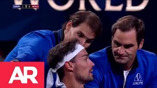 Federer y Nadal aconsejan a Fognini [upl. by Yreffej]