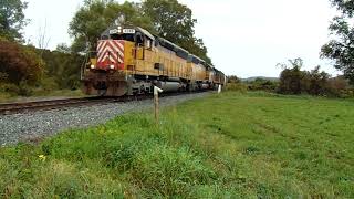 ITHACA CENTRAL RR ITHR101 IN SPENCER NY HEADING TO SAYRE YARD WITH A 40ISH CAR TRAIN [upl. by Jeniece]