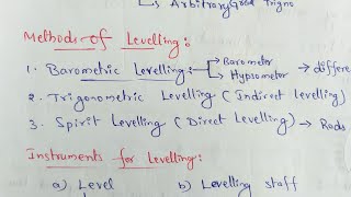 Methods Of Levelling  Barometric Levelling  Spirit Levelling  Trigonometric [upl. by Corrine]