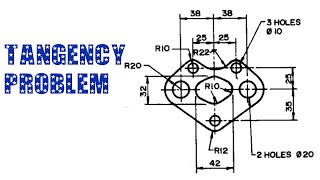 TANGENCY PROBLEM 15  Engineering drawing  Technical drawing [upl. by Eenel39]