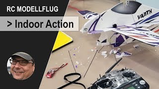 RC Modellflug  Hallenfliegen inkl Crash und grossem Spassfaktor [upl. by Aicerg877]