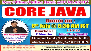 CORE JAVA OfflineOnline Training  DURGASOFT [upl. by Lauter856]