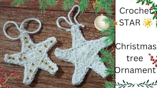 CROCHET CHRISTMAS STAR 🌟Christmas tree Ornamentvery easy crochett easycrochet handmade [upl. by Dlarej972]