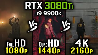 Alan Wake 2  1080p vs 1440p vs 2160p 4K  RTX 3080Ti  i9 9900k  RTX  on  FSR2  4K Gamplay [upl. by Euphemia778]