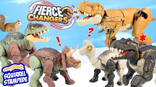 Jurassic World Fierce Changers Transformers T Rex to Jeep and Other Dinosaur Combos Review [upl. by Grata]