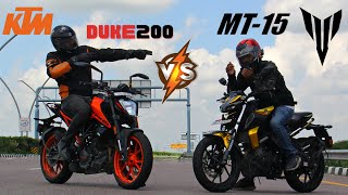 KTM Duke 200 BS6 vs Yamaha MT15 BS6 [upl. by Carlynne]